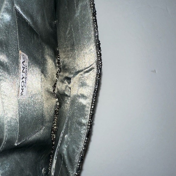 Moyna Couture Extra Large Beaded Clutch with shoulder strap in Pewter. NWOT - Picture 7 of 7